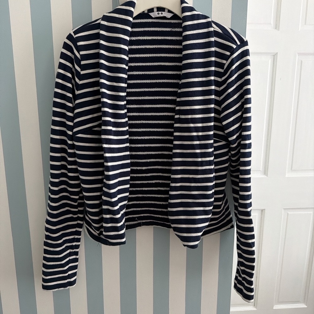 Navy and White Striped Cardigan